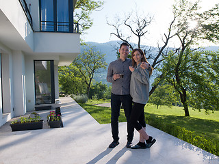 Image showing couple enjoying morning coffee