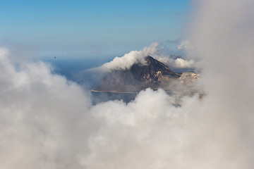 Image showing Monte Cofano in clouds. Sicily, Italy