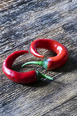 Image showing Two red chili peppers 