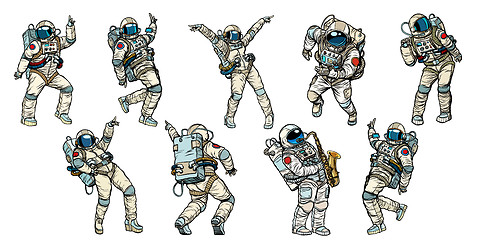 Image showing Set of dancing astronauts collection