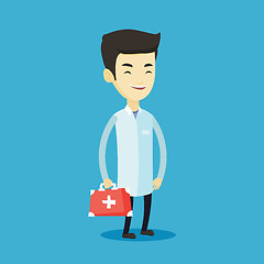Image showing Doctor holding first aid box vector illustration.