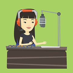 Image showing Female dj working on the radio vector illustration