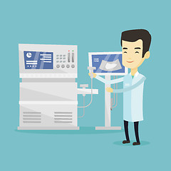 Image showing Asian ultrasound doctor vector illustration.