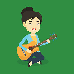 Image showing Woman playing acoustic guitar vector illustration.