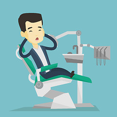 Image showing Scared patient in dental chair vector illustration