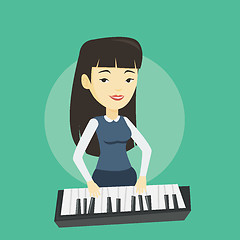 Image showing Woman playing piano vector illustration.