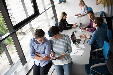 Image showing Two Business People Working With Tablet in office