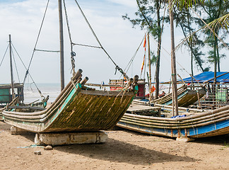 Image showing Bamboo fishing boats in Vietnam