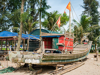 Image showing Bamboo fishing boat in Vietnam