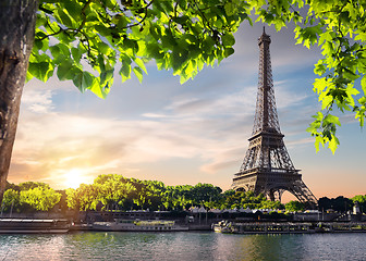 Image showing Sunset over Eiffel Tower