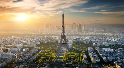 Image showing Aerial view on Eiffel Tower