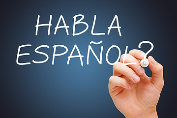 Image showing Habla Espanol Handwritten With White Marker