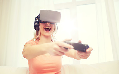 Image showing woman in virtual reality headset with controller