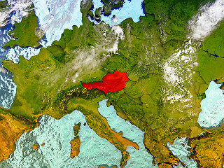 Image showing Austria on illustrated globe