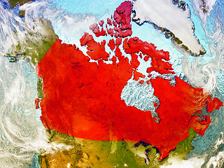 Image showing Canada on illustrated globe