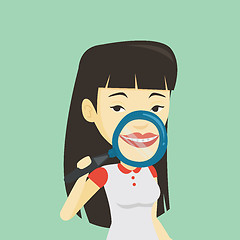 Image showing Woman brushing her teeth vector illustration.