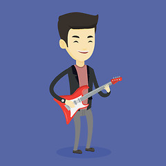 Image showing Man playing electric guitar vector illustration.