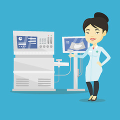 Image showing Asian ultrasound doctor vector illustration.