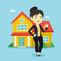 Image showing Real estate agent with key vector illustration.