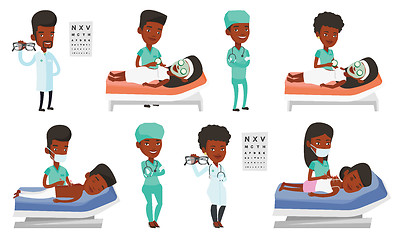 Image showing Vector set of doctor characters and patients.