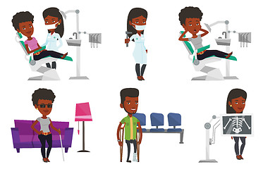 Image showing Vector set of doctor characters and patients.