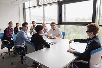 Image showing Group of young people meeting in startup office