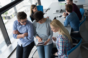 Image showing group of Business People Working With Tablet in startup office