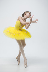 Image showing Young classical dancer on white background.