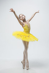 Image showing Young classical dancer on white background.