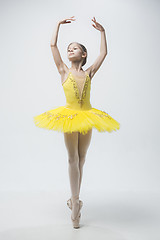 Image showing Young classical dancer on white background.