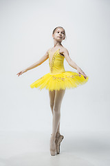 Image showing Young classical dancer on white background.