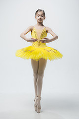 Image showing Young classical dancer on white background.