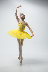 Image showing Young classical dancer on white background.