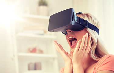 Image showing woman in virtual reality headset or 3d glasses