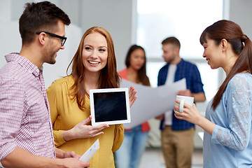 Image showing creative team with tablet and coffee pc at office