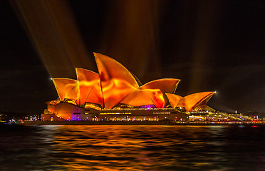 Image showing Vivid Sydney lights up the Opera House in vibrant colour and pat