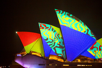 Image showing Sydney Opera Hosue in vibrant colour and patterns Viviid Sydney