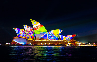 Image showing Sydney Opera House with abstract colours during Vivid Sydney