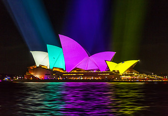 Image showing Sydney Opera House shines in vibrant rich block colours during V