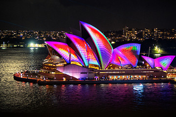 Image showing Sydney Opera House reptile skin during Vivid Sydney