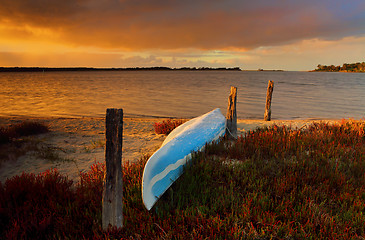 Image showing The little blue canoe