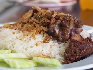 Image showing Thai food, grilled chicken with rice