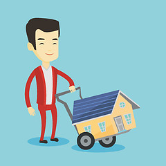 Image showing Young man buying house vector illustration.