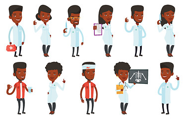 Image showing Vector set of doctor characters and patients.