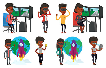 Image showing Vector set of people using modern technologies.