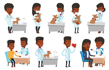 Image showing Vector set of doctor characters and patients.