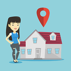 Image showing Realtor on background of house with map pointer.