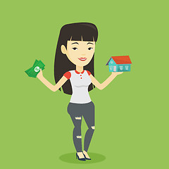 Image showing Woman buying house thanks to loan.