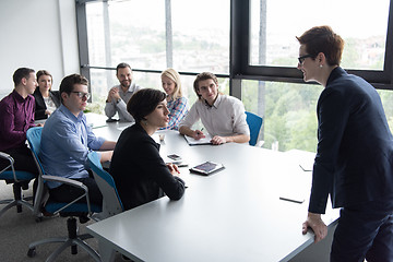 Image showing Group of young people meeting in startup office