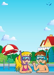 Image showing Children snorkel divers theme 2